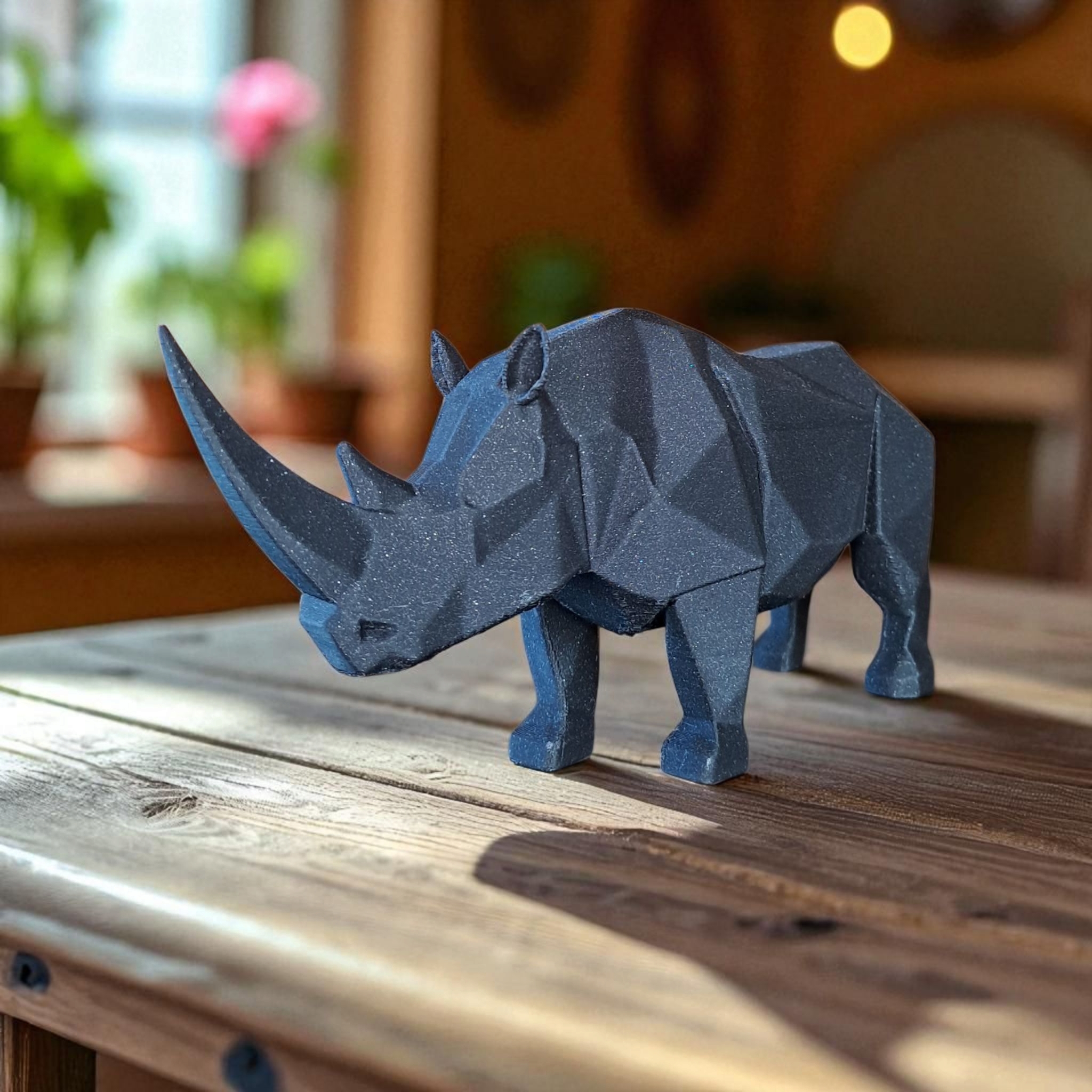 Modern Low Poly Rhino Sculpture - Main View